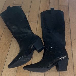 Black crocodile cowboy boots